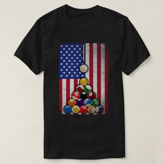 USA Amerikaanse vlag Biljart 8 Ball Pool Speler T-shirt (Design voorkant)