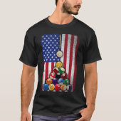 USA Amerikaanse vlag Biljart 8 Ball Pool Speler T-shirt (Voorkant)