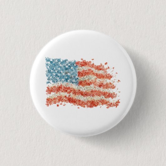 USA Amerikaanse Vlag Bloemstuk Ronde Button 3,2 Cm (Voorkant)