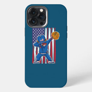 USA Amerikaanse Vlag Dabbing Honkbalspeler 4e Van iPhone 13 Pro Max Hoesje