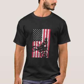 USA Amerikaanse vlag Dirt Bike Rood Wit Blauw 4e v T-shirt