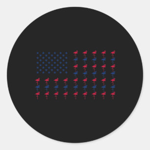 Usa Amerikaanse Vlag Flamingo Liefhebber 4 juli Pa Ronde Sticker