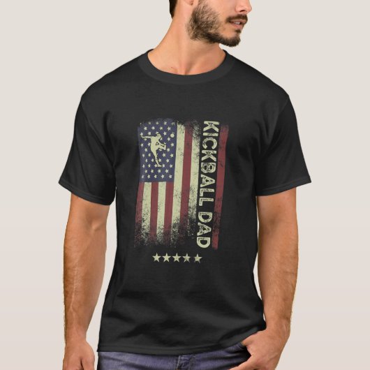 USA Amerikaanse vlag Kickball Papa T Shirt (Voorkant)