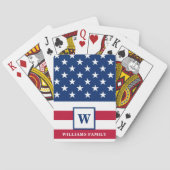 USA Amerikaanse vlag Monogram Familienaam 4th van  Pokerkaarten (Achterkant)