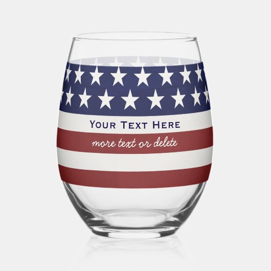 USA Amerikaanse vlag Patriottische Juli 4 Geperson Wijnglas Zonder Voet (Voorkant)