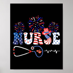 Usa Amerikaanse Vlag Patriottische Verpleegster St Poster