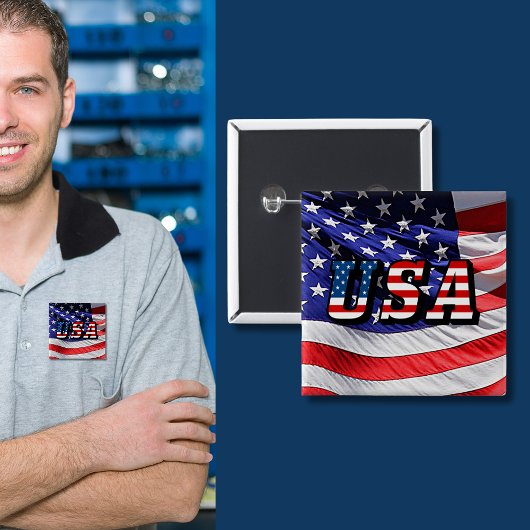 USA - Amerikaanse vlag Pin-Back Button