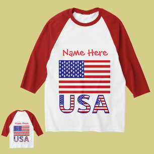 USA Amerikaanse Vlag Rood Gepersonaliseerde Heren  T-shirt