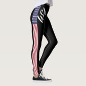 USA Amerikaanse vlag Sexy Design Zwarte Side Strip Leggings (Rechts)