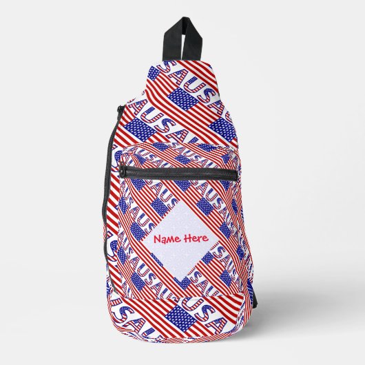 USA Amerikaanse vlag Tíled Red Personalisatie Sling Bag (Voorkant)