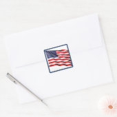 USA Amerikaanse Vlag Vierkante Sticker - Blauwe Ra (Envelop)