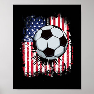 Usa Amerikaanse Vlag Vintage Voetbal 4 juli Patrio Poster