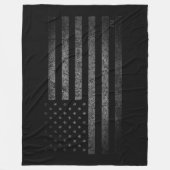 USA Amerikaanse vlag Zwart Grunge met naam Fleece Deken (Voorkant)