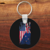 Usa & New Zealand Flags - Us Of America Kiwi, Sleutelhanger (Voorkant)