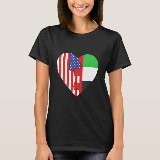 USA and Arab Emirates Flags Heart T-shirt (Voorkant)