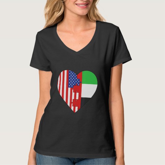USA and Arab Emirates Flags Heart T-shirt (Voorkant)