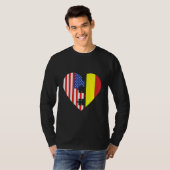 USA and Belgium Flags Heart T-shirt (Voorkant volledig)