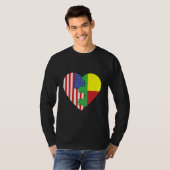 USA and Benin Flags Heart T-shirt (Voorkant volledig)