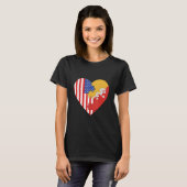 USA and Bhutan Flags Heart T-shirt (Voorkant volledig)