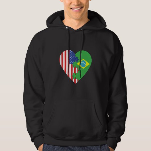 USA and Brazil Flags Heart Hoodie (Voorkant)