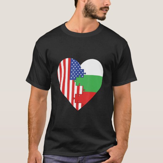 USA and Bulgaria Flags Heart T-shirt (Voorkant)