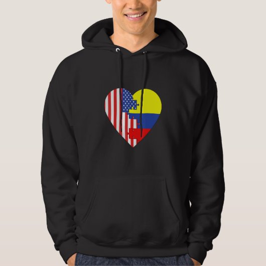 USA and Colombia Flags Heart Hoodie (Voorkant)