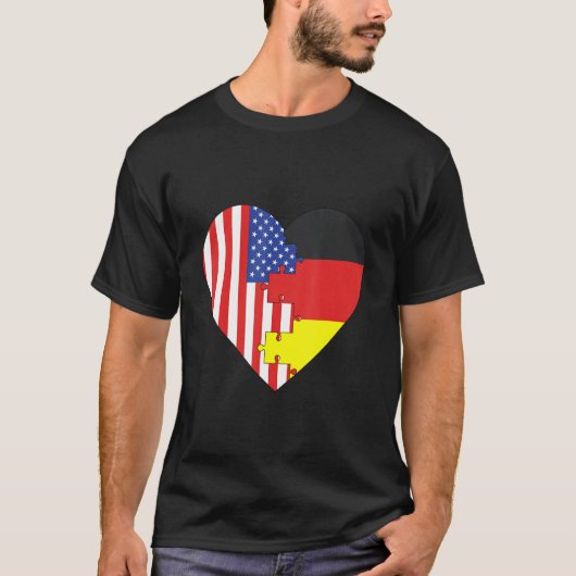 USA and Germany Flags Heart T-shirt (Voorkant)