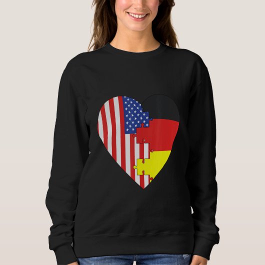 USA and Germany Flags Heart Trui (Voorkant)