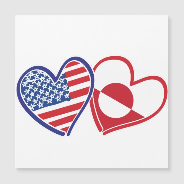 USA and Greenland Flag Hearts (Voorkant)