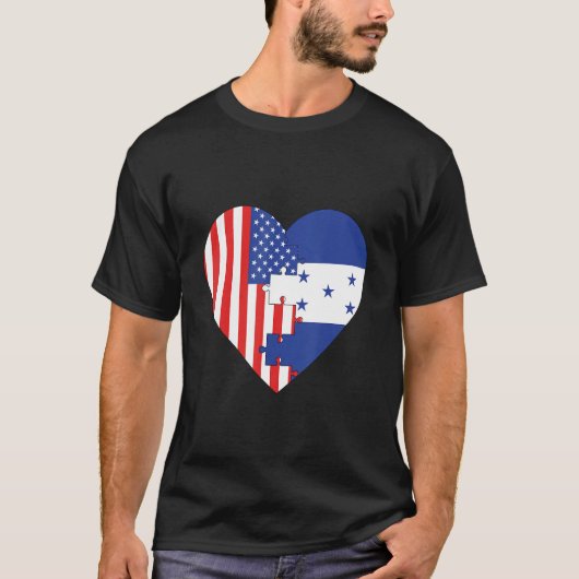 USA and Honduras Flags Heart T-shirt (Voorkant)