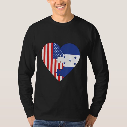 USA and Honduras Flags Heart T-shirt (Voorkant)