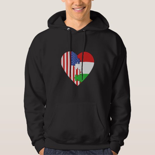 USA and Hungary Flags Heart Hoodie (Voorkant)