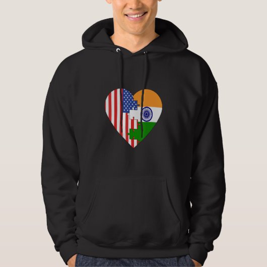 USA and India Flags Heart Hoodie (Voorkant)