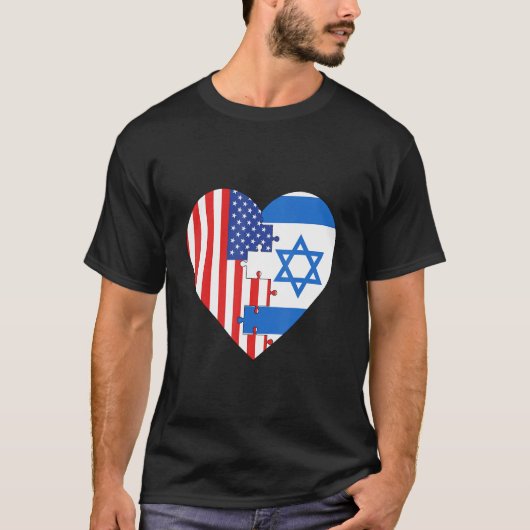 USA and Israel Flags Heart T-shirt (Voorkant)