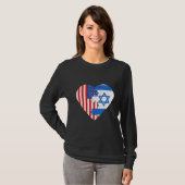 USA and Israel Flags Heart T-shirt (Voorkant volledig)