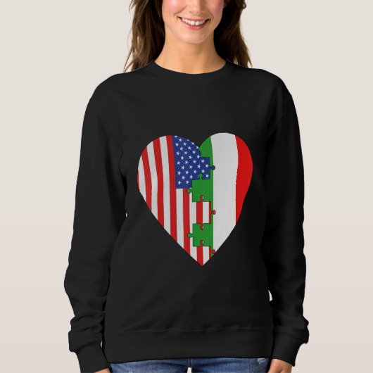 USA and Italy Flags Heart Trui (Voorkant)