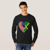 USA and Jamaica Flags Heart T-shirt (Voorkant volledig)