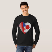 USA and Japan Flags Heart T-shirt (Voorkant volledig)