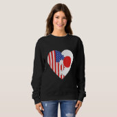 USA and Japan Flags Heart Trui (Voorkant volledig)