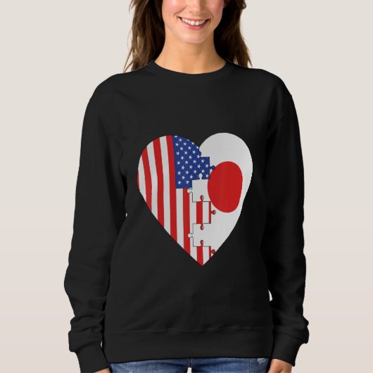 USA and Japan Flags Heart Trui (Voorkant)