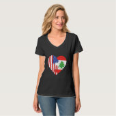 USA and Lebanon Flags Heart T-shirt (Voorkant volledig)