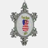 USA Angel Flag Red Hair Tin Sneeuwvlok Ornament (Links)