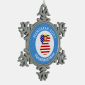 USA Angel Rood Haar Chanoeka Vlag Gepersonaliseerd Tin Sneeuwvlok Ornament (Links)