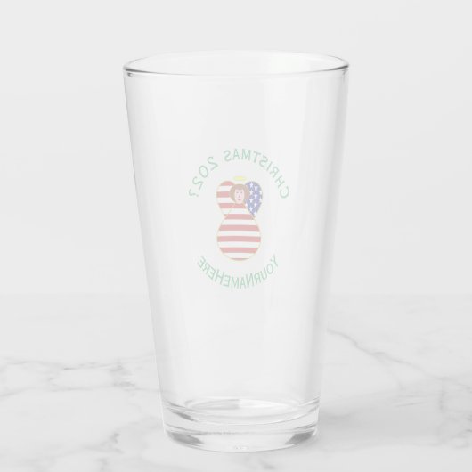 USA Angel Rood Haar Kerstvlag Gepersonaliseerd Glas (Achterkant)