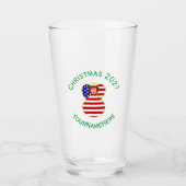 USA Angel Rood Haar Kerstvlag Gepersonaliseerd Glas (Voorkant)