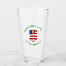 USA Angel Rood Haar Kerstvlag Gepersonaliseerd Glas