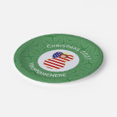 USA Angel Rood Haar Kerstvlag Gepersonaliseerd Papieren Bordje (Gekanteld)