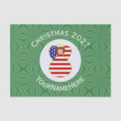 USA Angel Rood Haar Kerstvlag Gepersonaliseerd Tissuepapier (Voorkant)