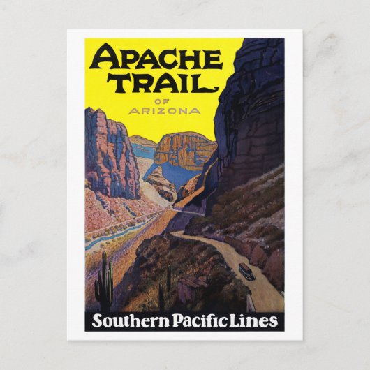 USA Apache Trail Oude Reisposter Gerestaureerd Briefkaart (Voorkant)