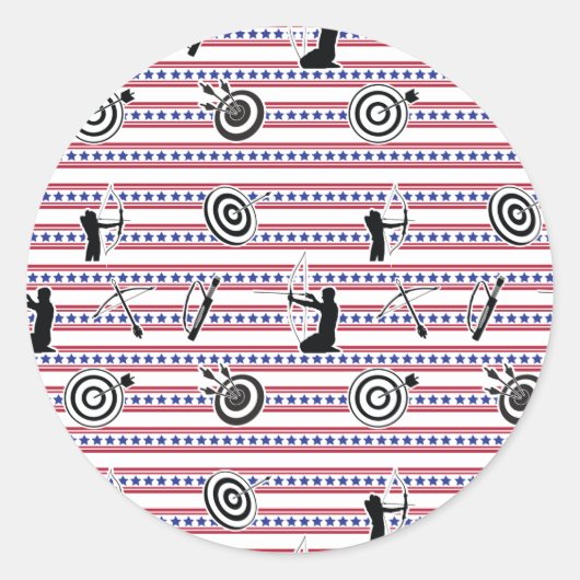 USA Archery Silhouette Pattern Ronde Sticker (Voorkant)
